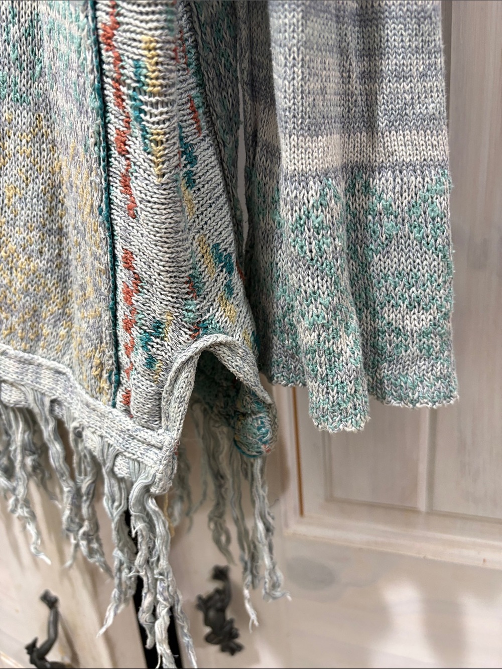 Free People Mint Green and Cream Knit Tunic with Fringe - Picture 8 of 9